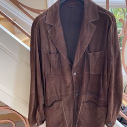 Vintage Suede Leather Jacket – Via Veneto Kalos Made in Spain (Size 56)