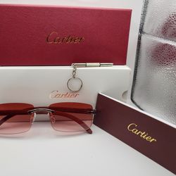 Cartier Rimless Glasses(Red)Wood