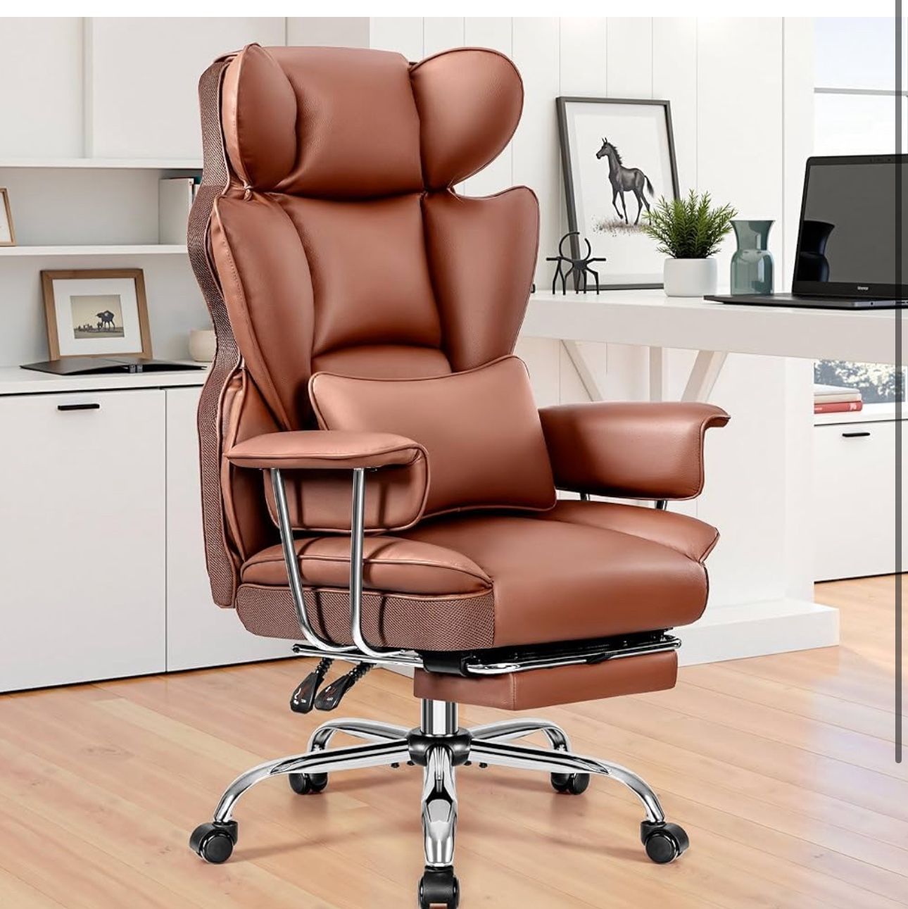 Ergonomic Office Chairs, Gaming Chair with Footrest, Big and Tall Office Chairs with Lumbar Support, Ergonomic Reclining Chairs High Back for Adult, L
