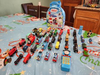 Lot of Thomas Characters, Other Wooden Toy Trains And Thomas Bag