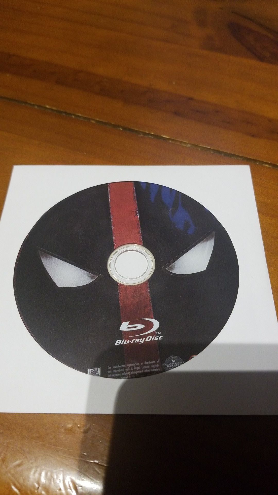 Deadpool bluray. No cover or anything else, just disk