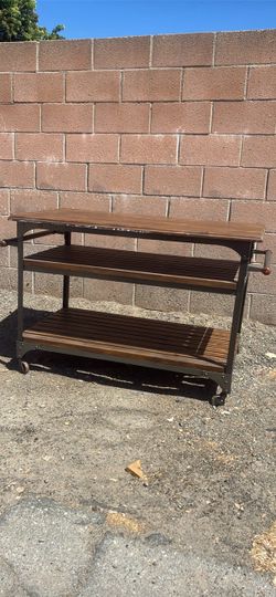 Industrial Wood and Metal Rolling Cart