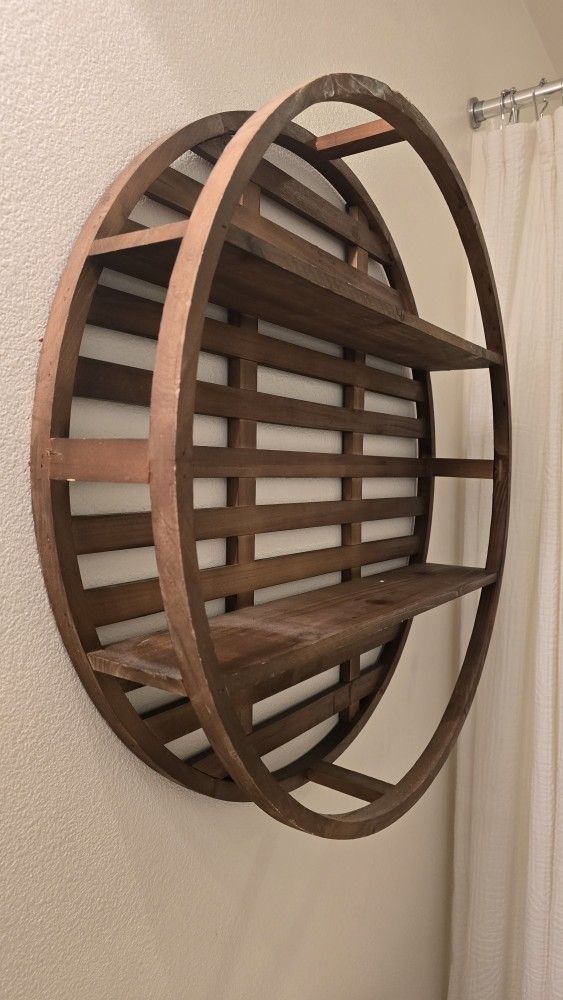 Round Wooden Wall Shelf