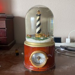Lighthouse Snow globe Clock, Chimes On The Hour