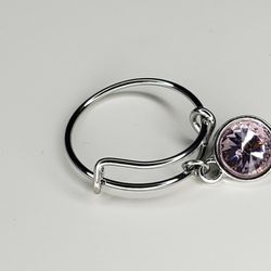 Light Pink quartz dangle silver ring birthstone for October month I have size 7 1/4 and 9 available. I can combine shipping with other items let me kn