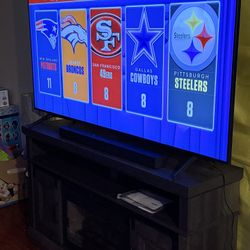 SAMSUNG 75” Smart TV+Home Theater +cabinet/fireplace