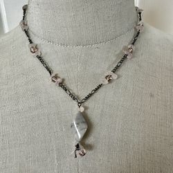 Rose quartz  jasper  pendant necklace