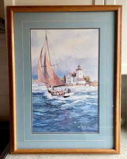 Vintage Framed and Matted Watercolor Style Print by Ian Ramsay
