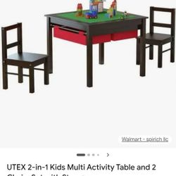 UTEX 2-in-1 Kids Multi Activity Table and 2 Chairs Set