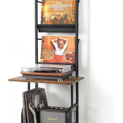 Record Player Stand with Vinyl Storage, Record Player Table with Vinyl Record Storage up to 200 Albums, Turntable Stand with Record Holder Vinyl Displ