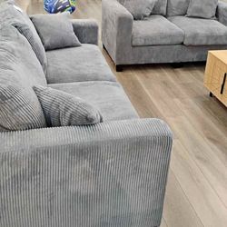 New Corduroy Couch And Love Seat Set / Free Delivery 