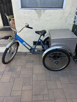 Mohawk Tricycle 1940 bike with an ice chest