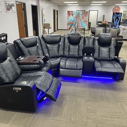 Furniture sectional LED light power recliner