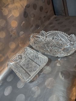 Vintage cut glass serving heavy dishes largest 12x6