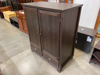 Espresso Finish Media Cabinet with Brass Hardware