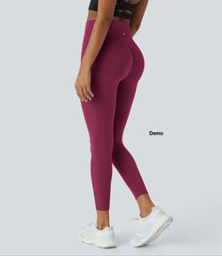 Halara UltraSculpt™ High Waisted Training Leggings with Pockets - Red Plum (7/8 Length; Medium)
