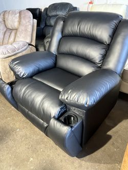 New Recliner! Black Faux Leather Recliner