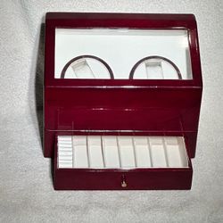 Vintage Dual Automatic Watch Winder Box with Storage Drawer-AS IS/UNTESTED