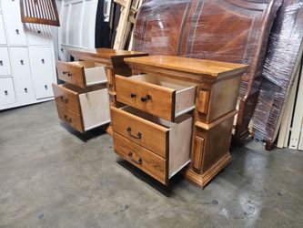 Pair of Solid Wood Nightstands with Drawers