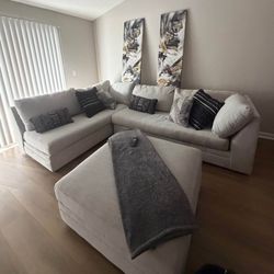 Grey Sectional With Storage Ottoman 
