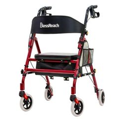 Lightweight Foldable Rollator Walker with Seat , 350 lb Capacity, 5-Position Adjustable Height, Premium Hybrid Rolling Walker