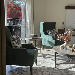 Wingback Armchairs Custom Fabric Color 