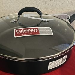 Cuisinart Stainless Steel, 5.5 Quart Sauté Pan w/ Cover, Helper Handle, Chef' New w Tags Lifetime Warranty