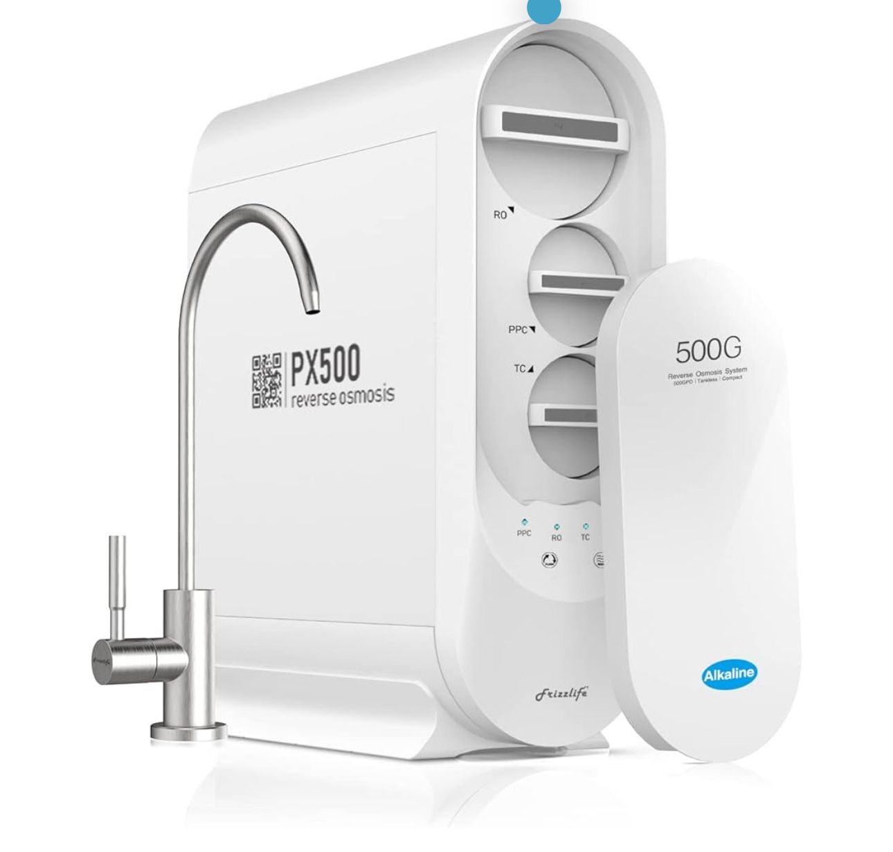Frizzlife PX500-A Under Sink Tankless Reverse Osmosis Water Filtration System, 500 Gallons Per Day, Remineralizes Water, Easy DIY Installation, Low Ma