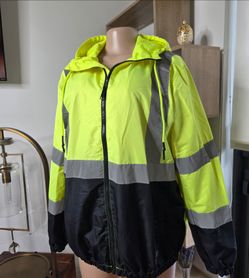 Bass Creek Outfitters Class 3 Hi Vis Bonded Rain Jacket with Reflective Tape Size Medium