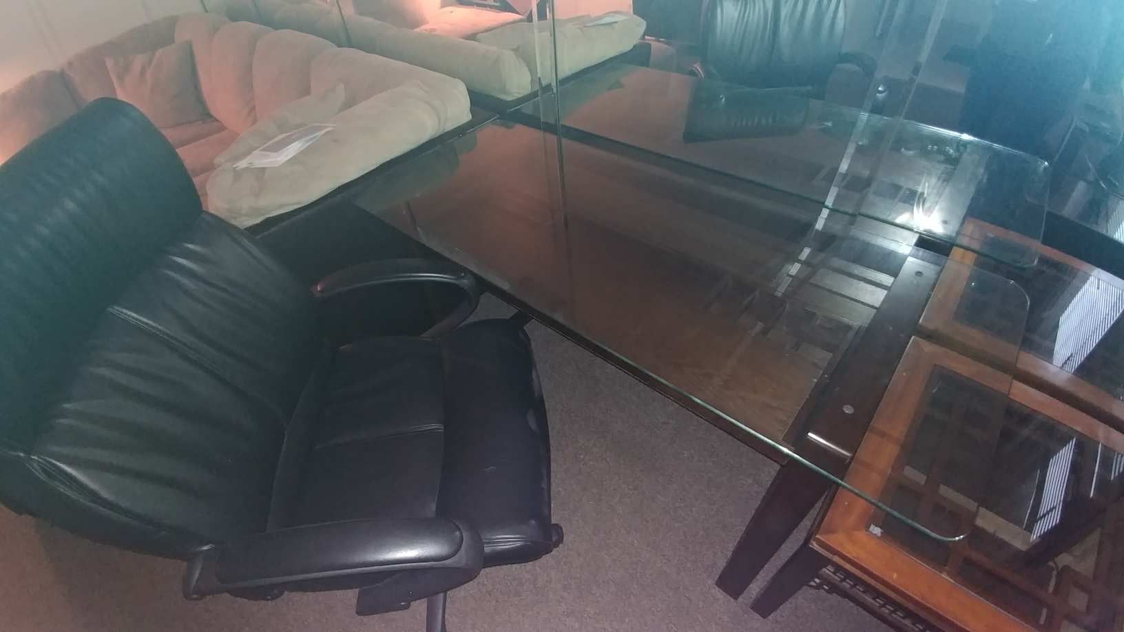 Office desk Glass top/wooded frame