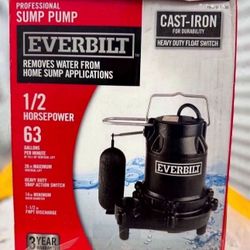 🔥 1/2 HP Cast Iron Sump Pump 63 gal (retail $278)