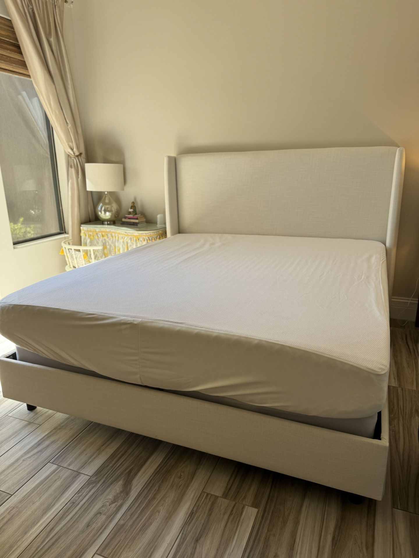 Cal King Upholstered Bed w/ Mattress