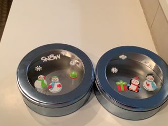 10 Inch x 10 Inch x 3.1 Inch Holiday Containers Silver Tins