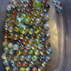 126 Marbles & 3 Shooters Many Different 