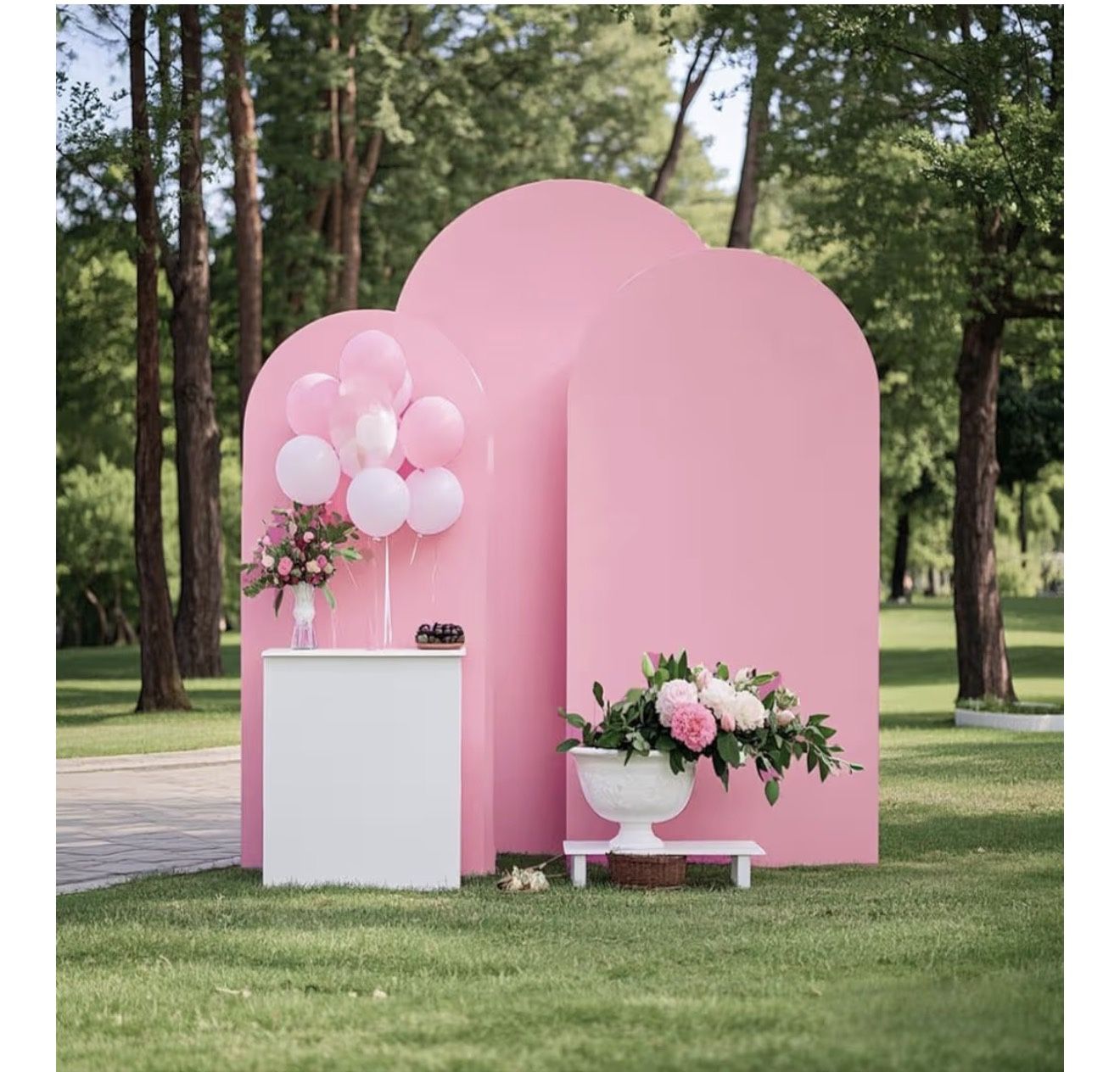 Pack Of 3 Arch Backdrop Cover Pink