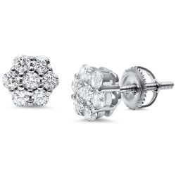 Sterling silver 925 Screwback Flower Earrings 