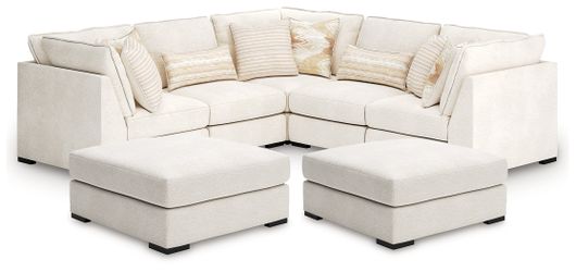 Donelson Creek Vanilla 5-Piece Sectional and 2 Oversized Ottomans (Online Special Price)