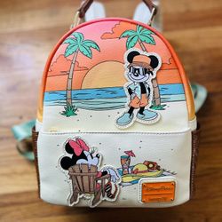 Disney Parks Loungefly Mickey and Minnie Beach Sunset Glow Backpack 