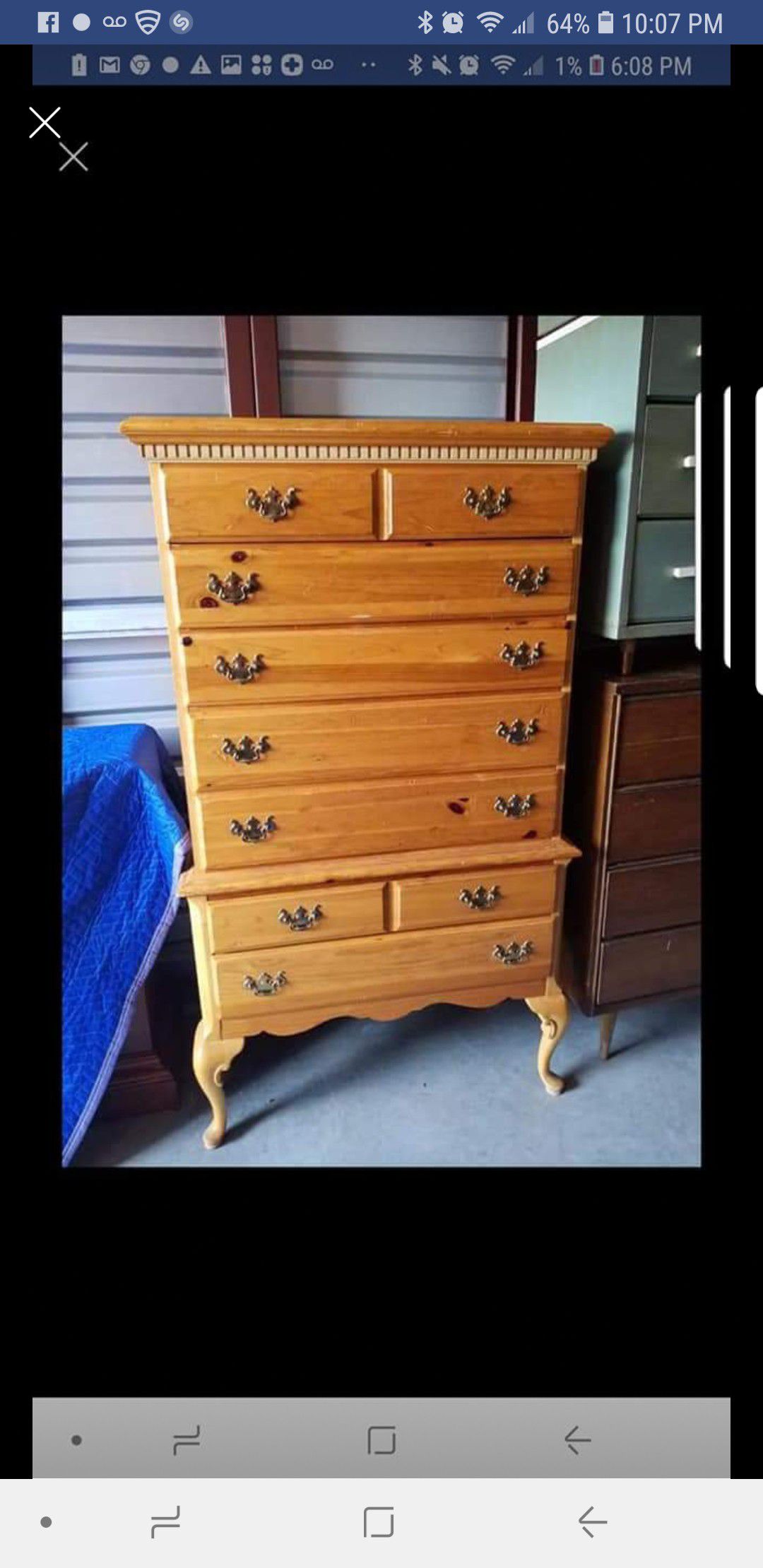 Tall boy all wood chest with dove tailed drawers