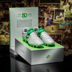 BNIB Lotto Stadio OG II FG 50 Years Anniversary 50 Icons - Pearl White/Green LIMITED EDITION Football Boot/Soccer Cleat