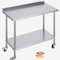 New Other Vevor 24" x 48" x 40" Stainless Steel Work Table with Casters