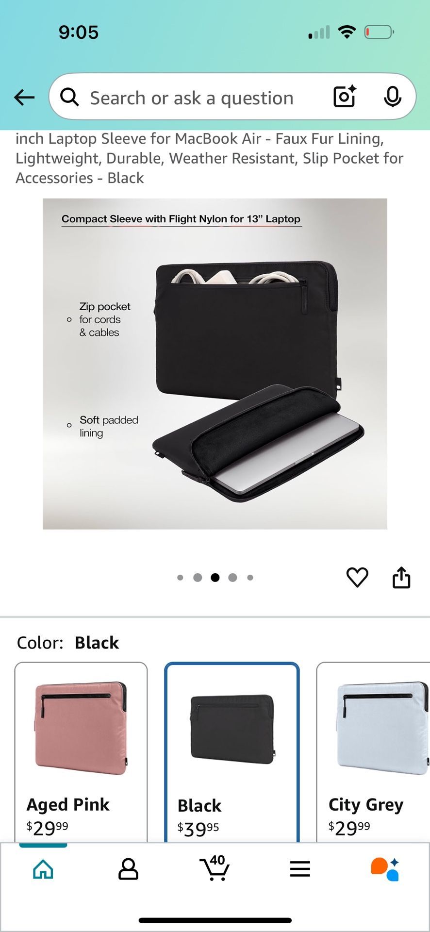 Laptop Sleek Incase sleeve in black