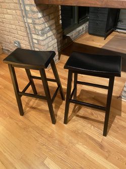 Two Black Bar Stools For Sale