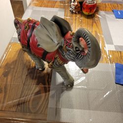 Beautiful Ceramic ELEPHANT gray & Red 18" Lenght X 12" High In Excellent Condition P/U Prefer