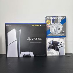 PS5 With Headset And Pro Controller. 