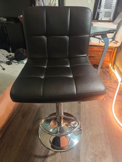 Modern Adjustable Swivel Bar Stool Chair – Black Faux Leather