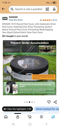 18' pool cover with drain