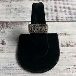 Vintage TH Sterling Silver Marcasite Ring Size 6.5