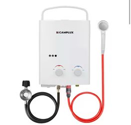 CAMPLUX 1.32 GPM Outdoor Portable Propane Tankless Water Heater AY132 with Showerhead/Gas Hose, CSA Certified @B8-514