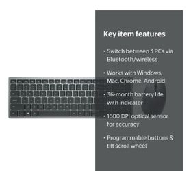 Dell Multi-Device Wireless Keyboard and Mouse Combo, KM7120W